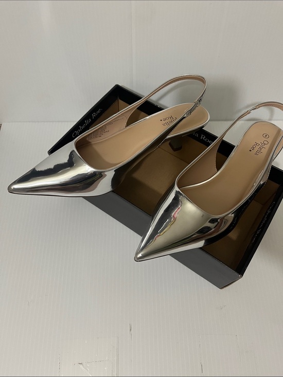 Ophelia Roe Shoes - Silver Slingback Pointed-Toe Pumps for Women.